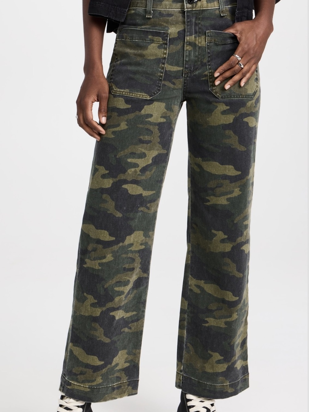ASKK NY Women's Straight Leg Camo Pants - Olive Green & Black